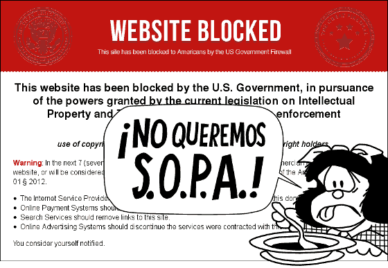 Yo no quiero SOPA ni PIPA y por eso Protesto