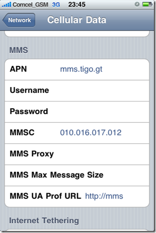 Configurar los Mensajes Multimedia – MMS de Tigo en el iPhone 3G