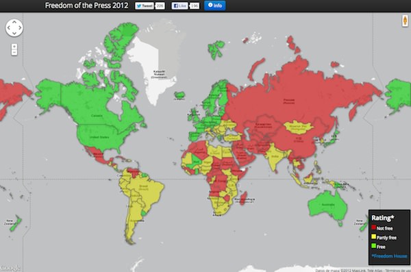 Libertad de Prensa en el mundo 2012