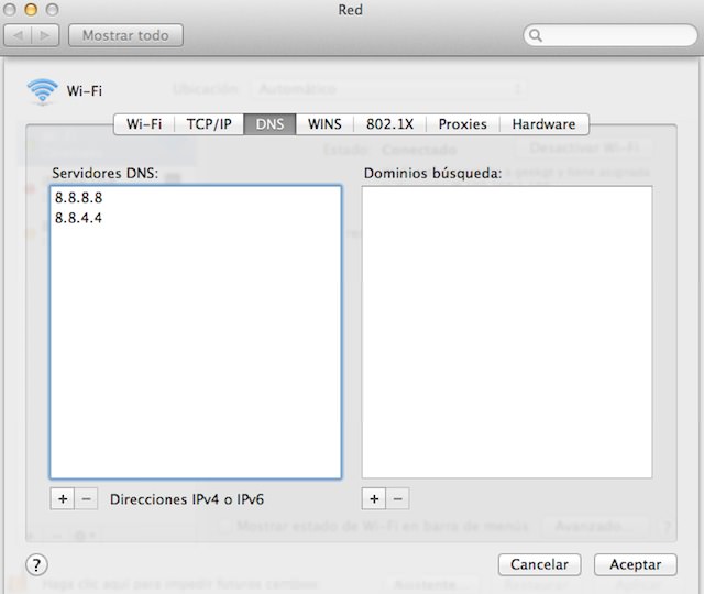 Cambiar DNS en Mac Os