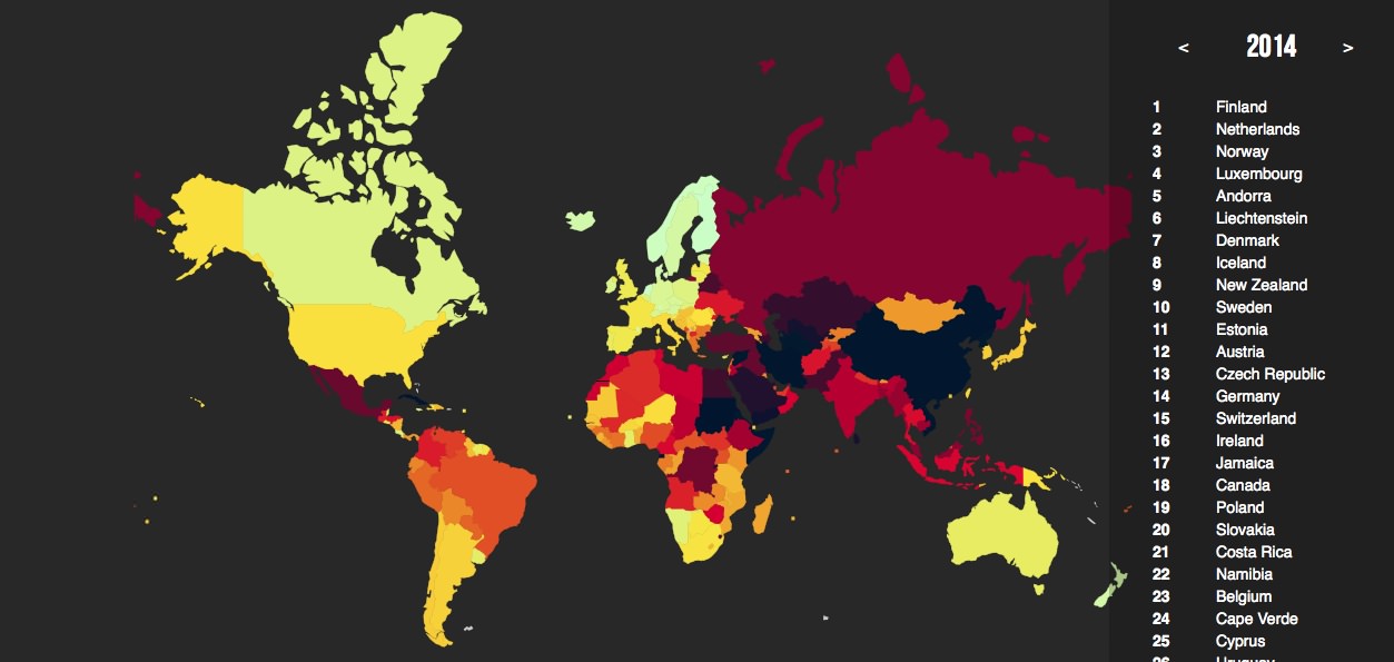 Libertad de Prensa a nivel mundial (2014)