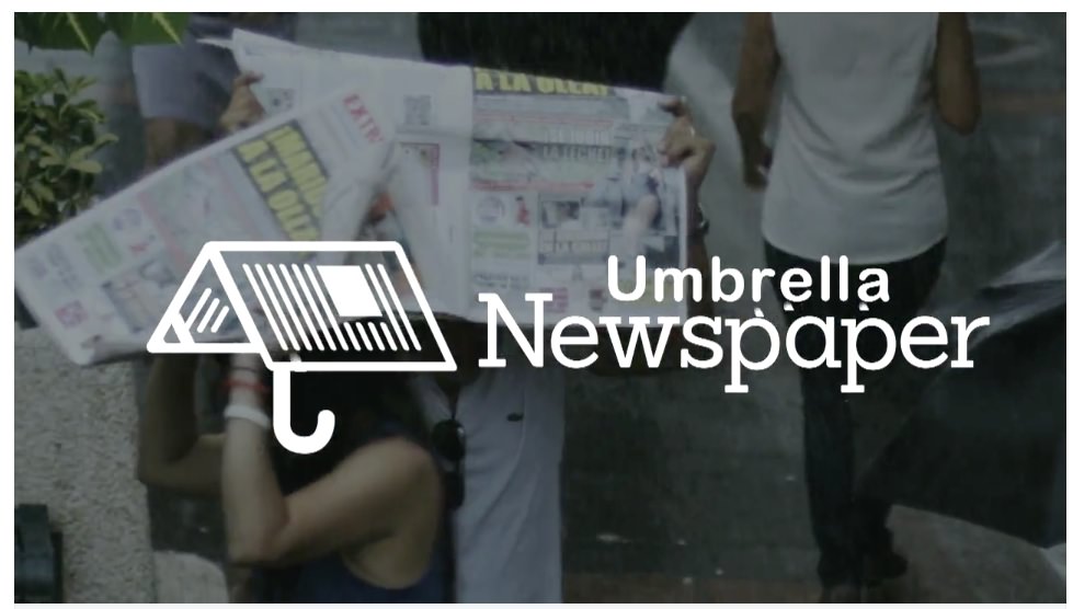 Un periódico que sirve de Paraguas