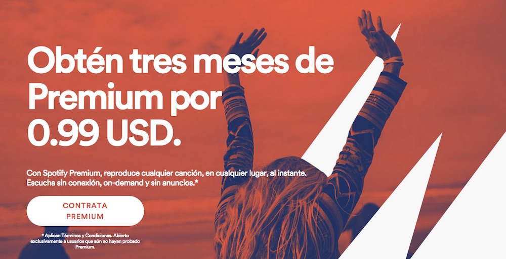 Spotify Premium por tres meses a tan sólo $0.99